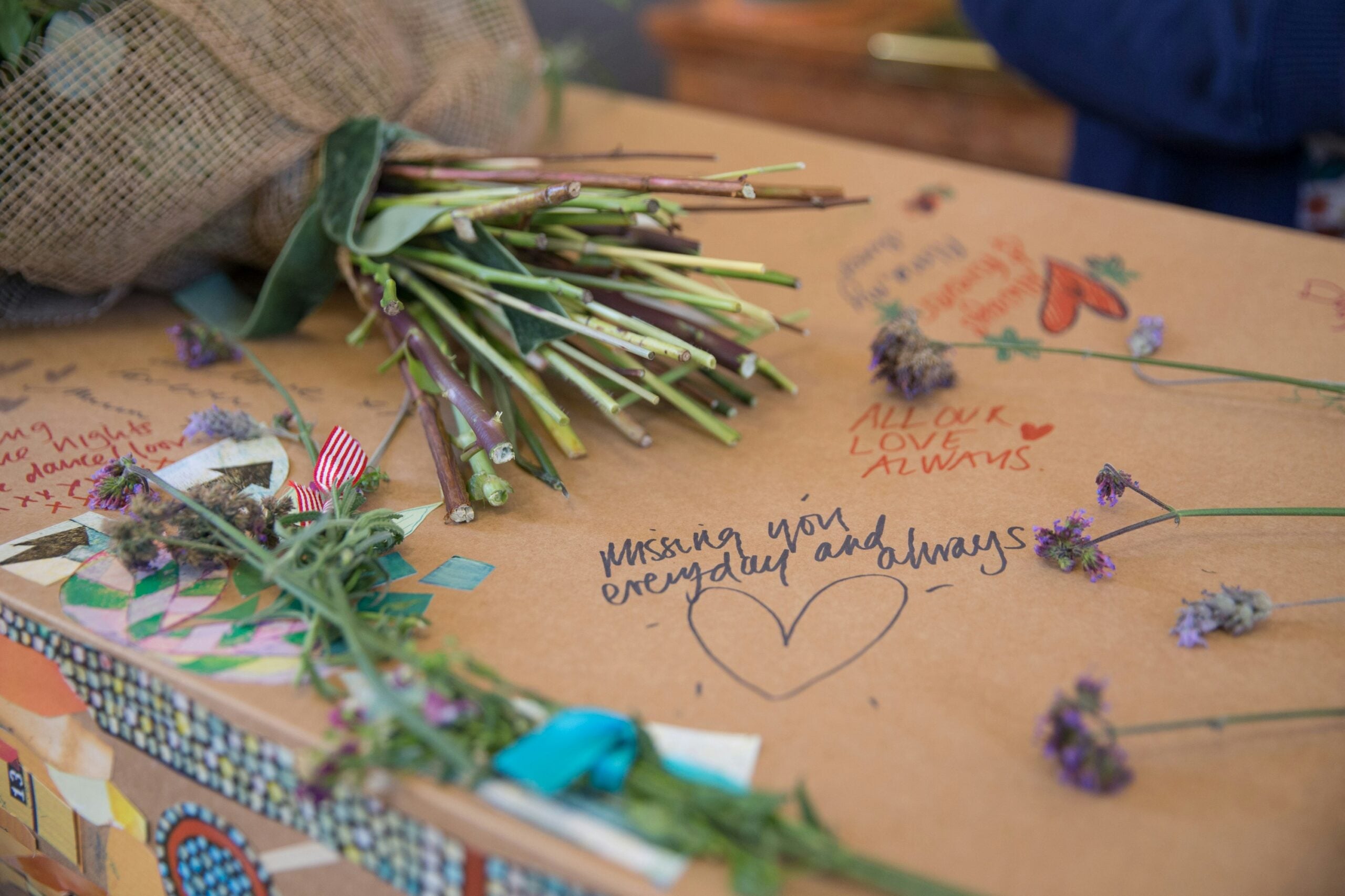 Decorated funeral coffin