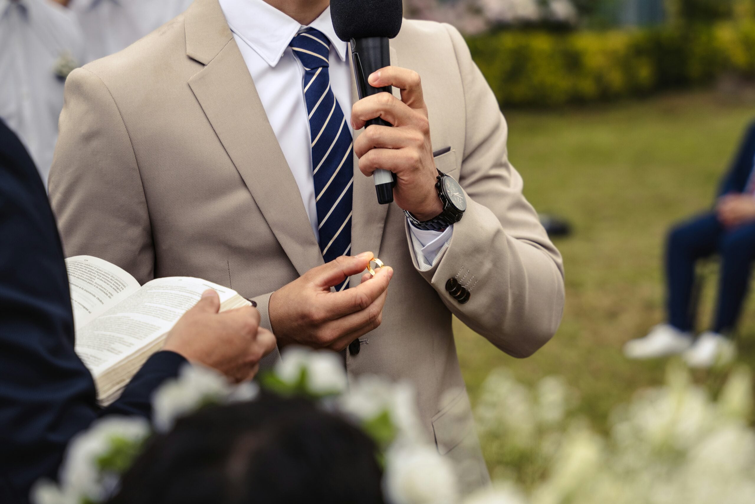 Giving a speech at a wedding
