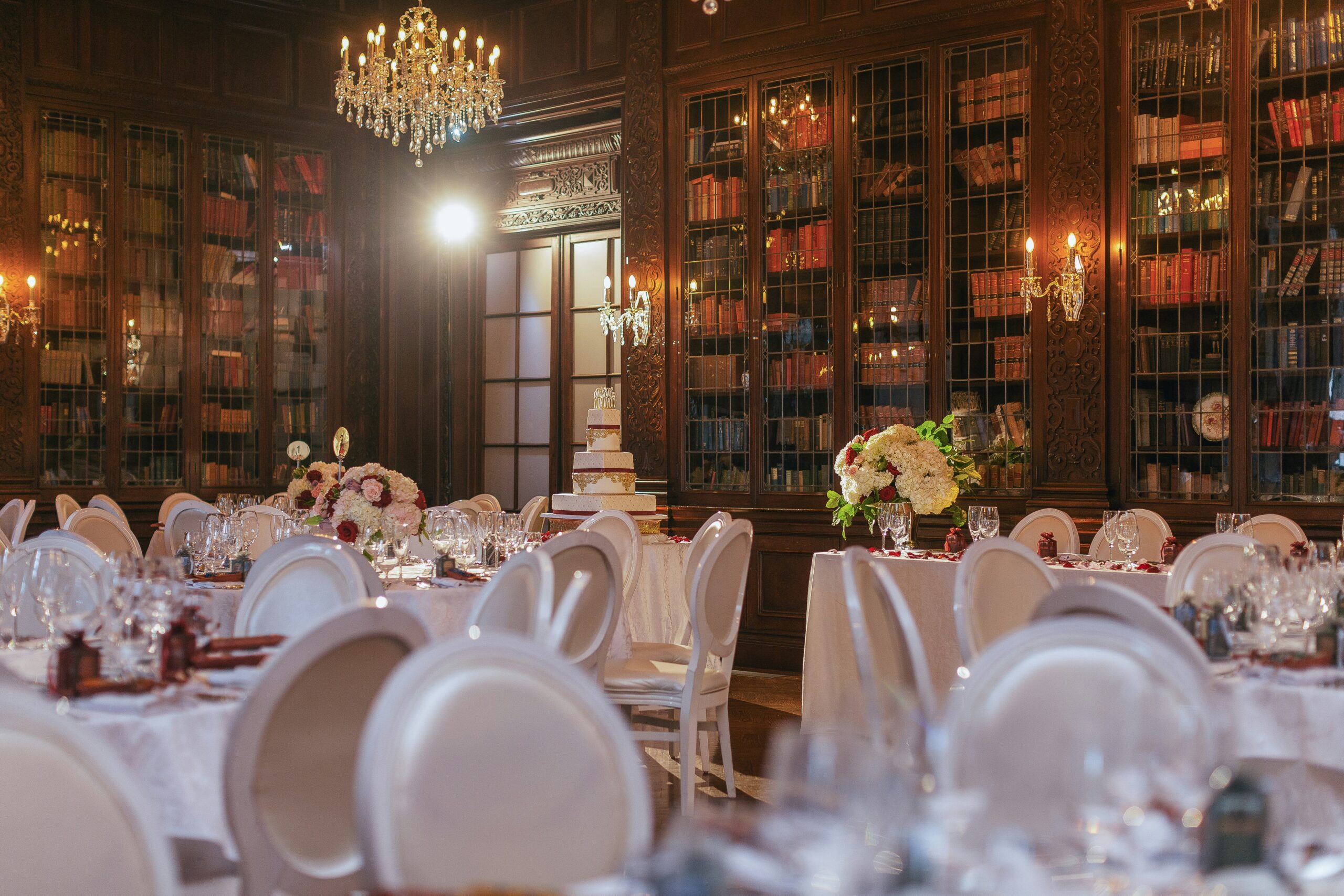 Wedding breakfast in library