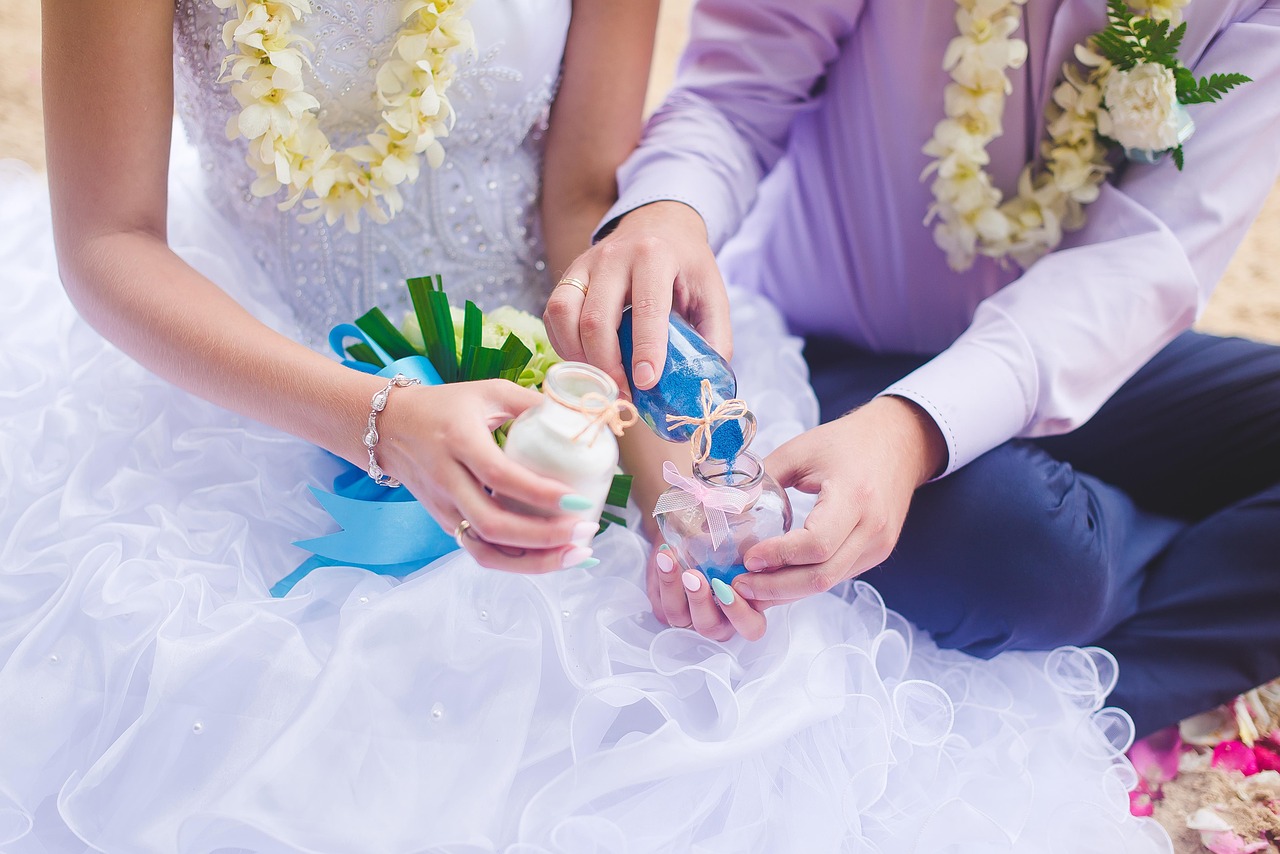 Beach wedding sand ceremony