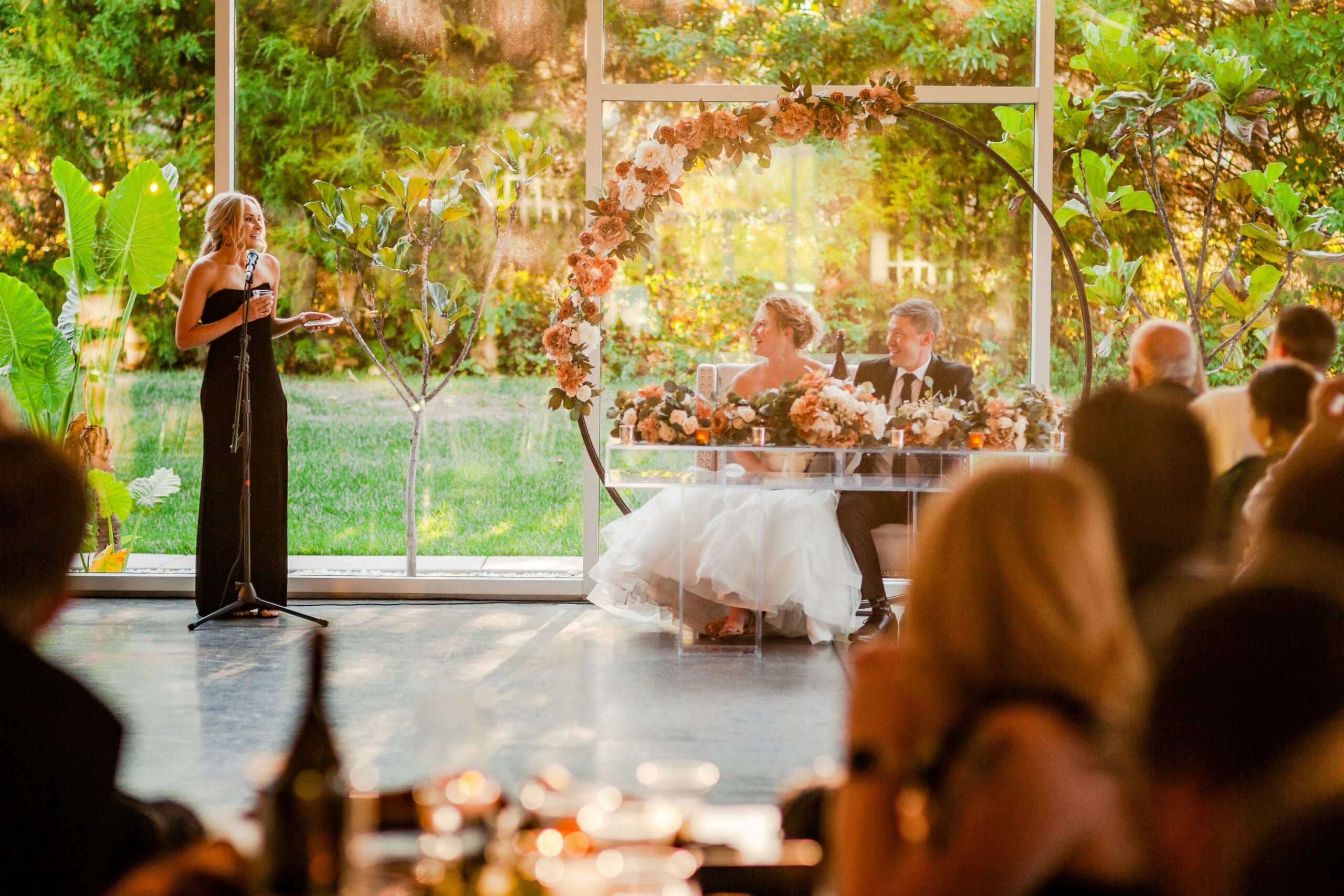 Bridesmaid doing a reading at a wedding