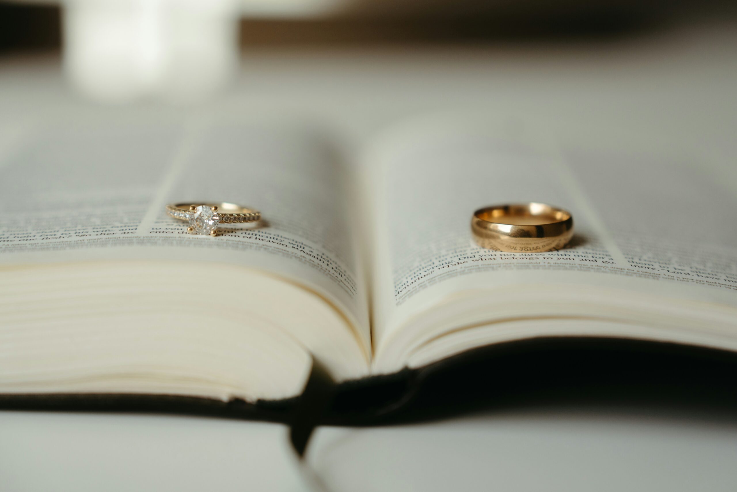 Wedding rings on a book